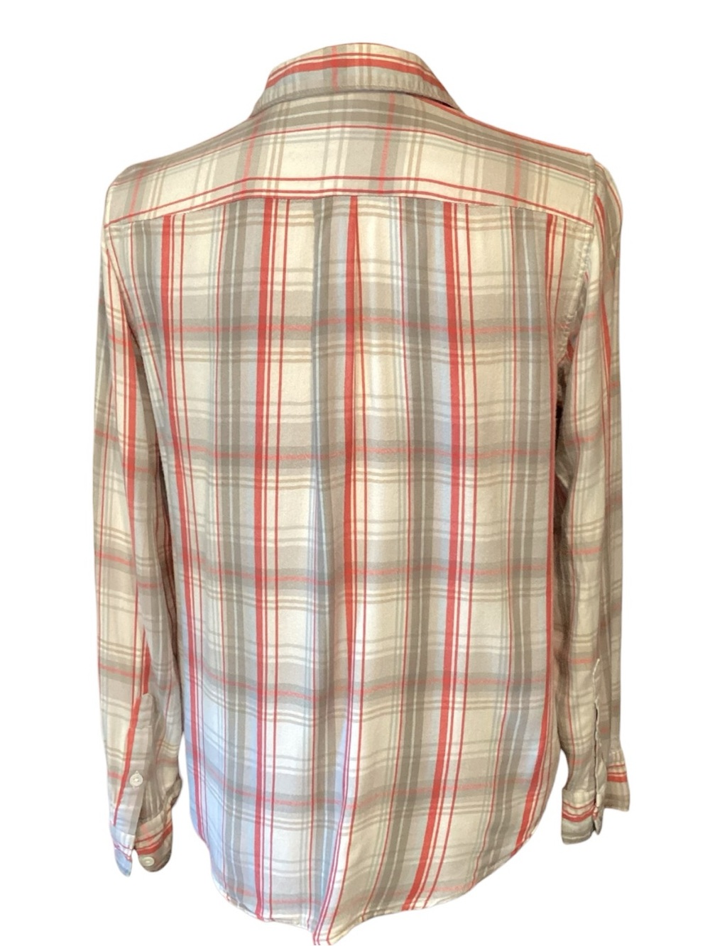 Levi’s Boyfriend Fit Plaid Button Down Shirt Medium Red Gray White Cotton - Picture 9 of 16